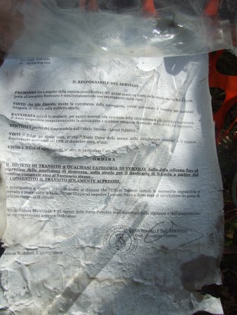 22/5/2009 - Ordinanza del Sindaco di Villanova: divieto di transito ai veicoli