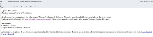 Email/SMS di notifica