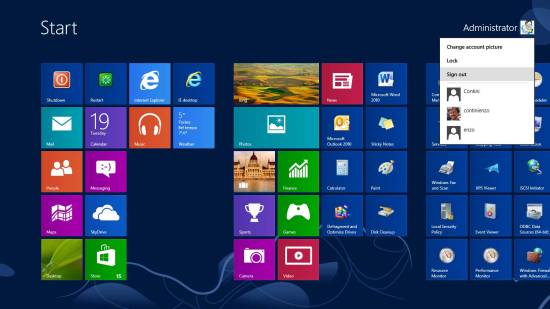 Menù di gestione del login