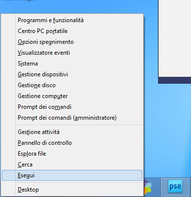 Menù che compare premendo Win + X