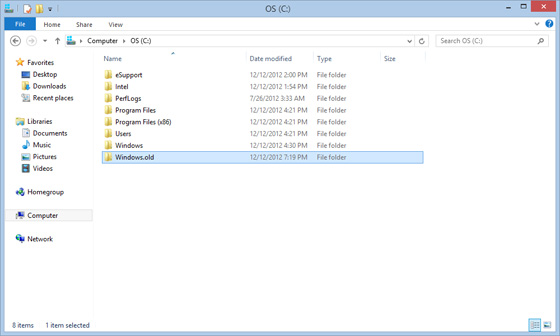 Cartella c:\Windows.old