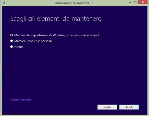 Windows 8.1 installation options