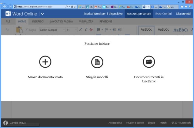 Esempio: lancio di Word Online