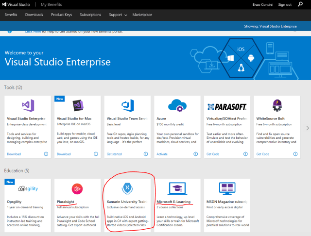 Visual Studio Subscriptions benefit: Xamarin University Training (exclusive on-demand access)