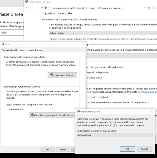 Clock, Language and region -> Language -> advanced settings - Region settings