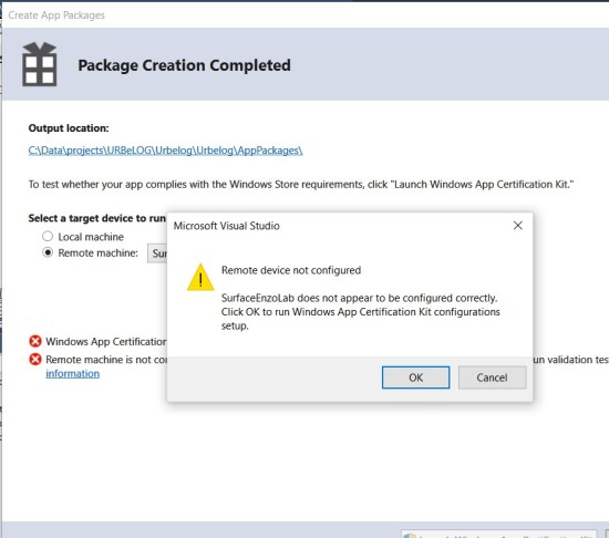 Validation tests on the remote device 