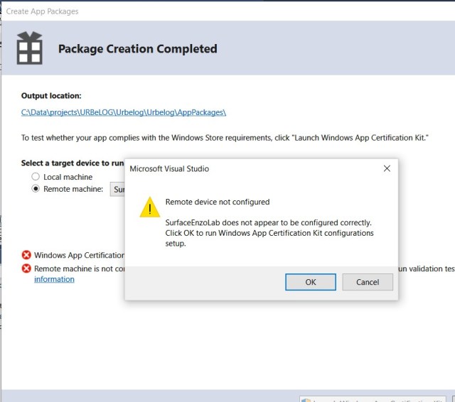 Validation tests on the remote device 