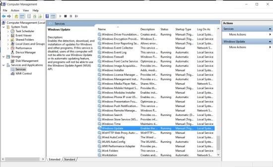 Stop Windows Update service