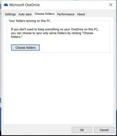 OneDrive - choose folders