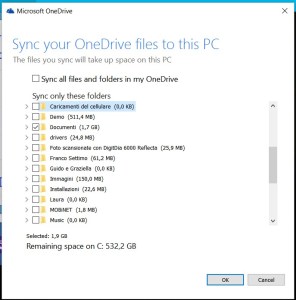 OneDrive - Folders to sync