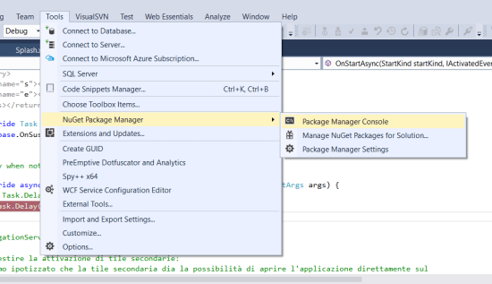 Launch Package Manager Console