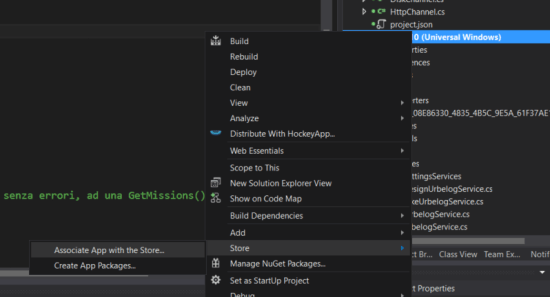 StartUp project - Store -> Associate App with the Store… 