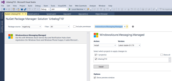 NuGet package WindowsAzure.Messaging.Managed 