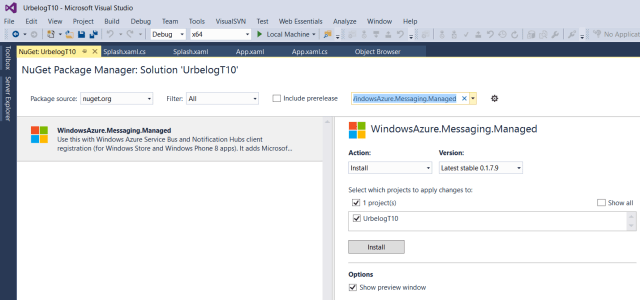 NuGet package WindowsAzure.Messaging.Managed 
