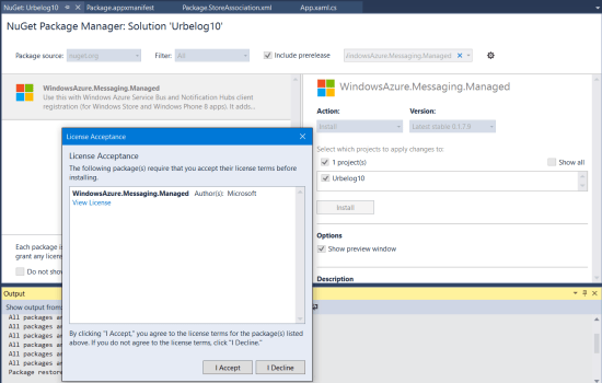Add WindowsAzure.Messaging.Managed from NuGet