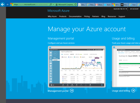 Microsoft Azure -> My Account -> Management portal