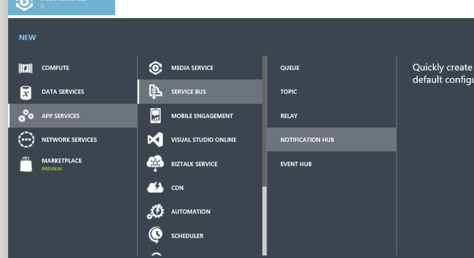 Creation of a new Azure Notification Hub (1)