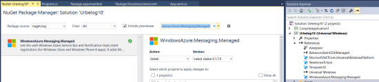 Client app: add in the reference WindowsAzure.Messaging.Manager