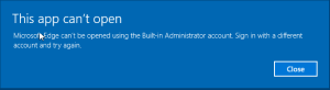 Edge not available for built-in administrator