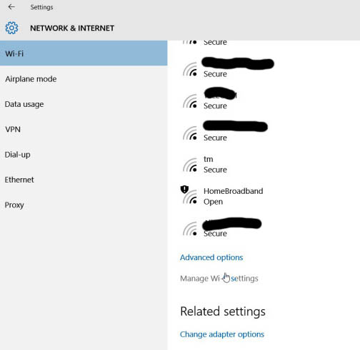 Manage WiFI settings