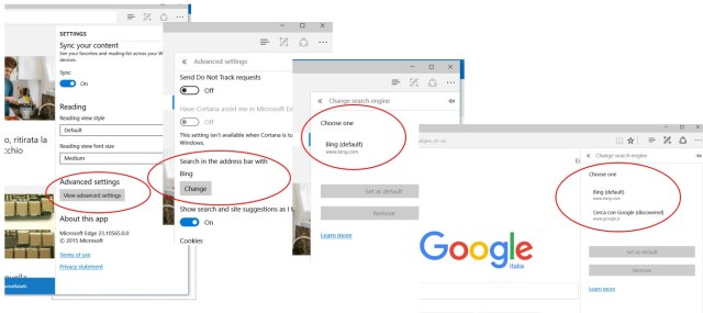 Change the default search engine in Microsoft Edge