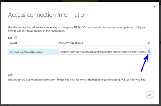 3) Copy the Connection String