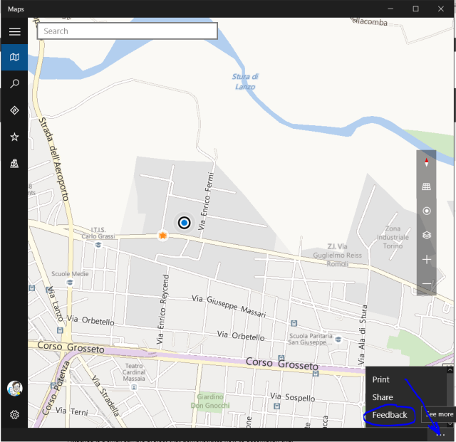 Feedback in Maps app