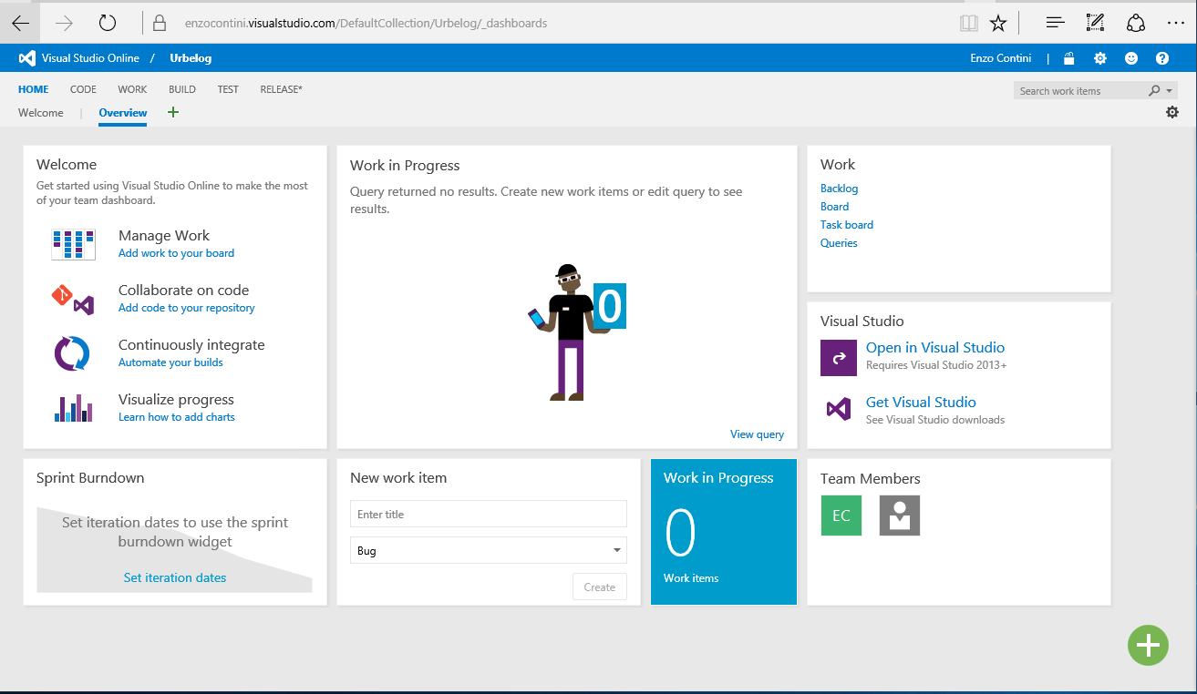 Team Project Dashboard - Overview (empty)