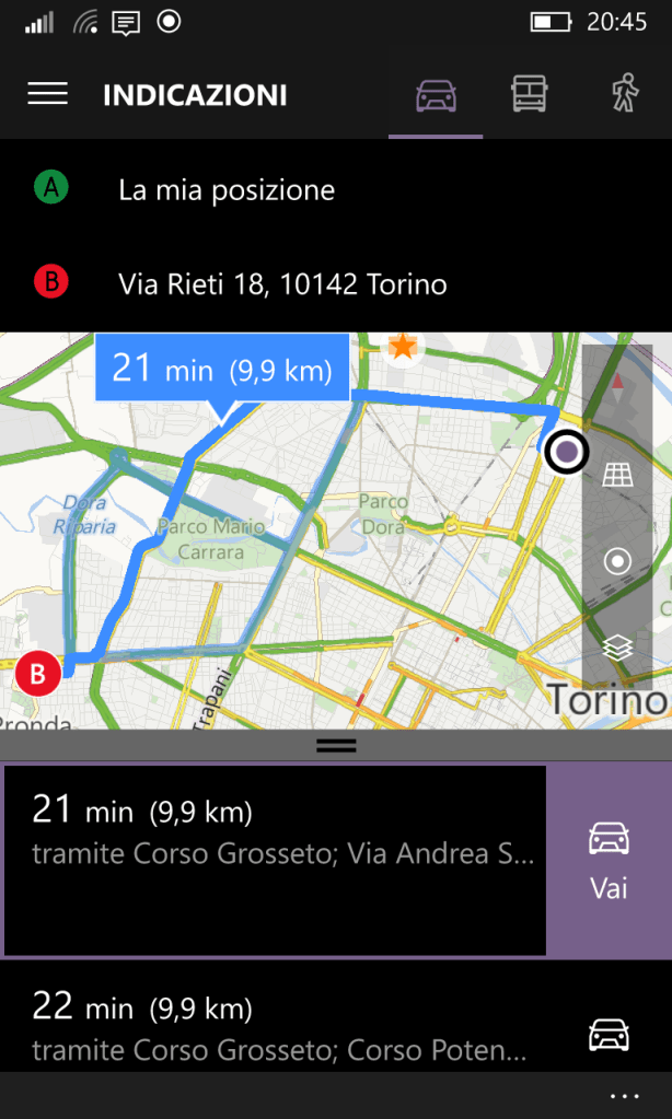 Maps: starting navigation
