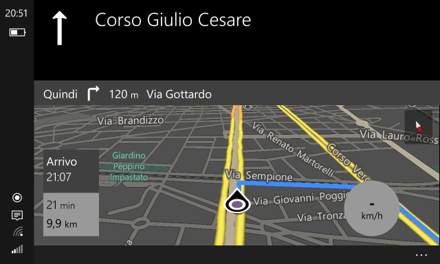 Maps: navigation (landscape mode)