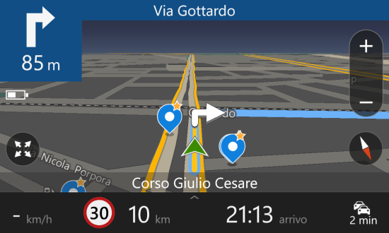 HERE: navigation (landscape mode)