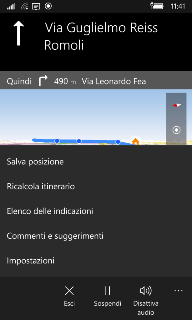 Maps: menu options during navigation