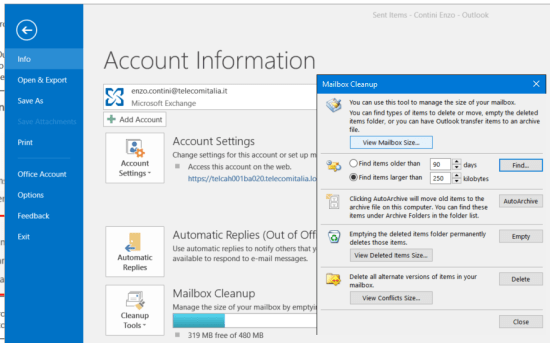 View Mailbox size (1)