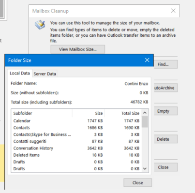 View Mailbox size (2)