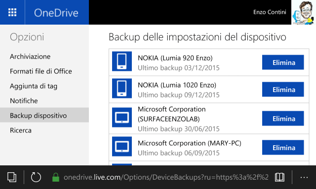 OneDrive - Devices backup