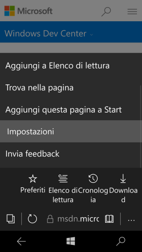 Edge browser options