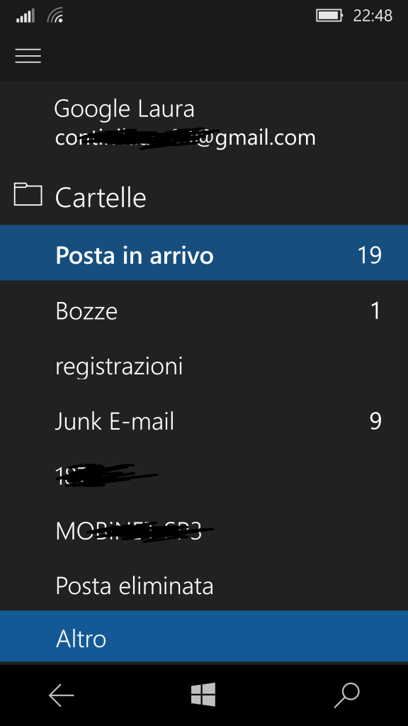 If the folders are a lot, More [Altro] item must be selected