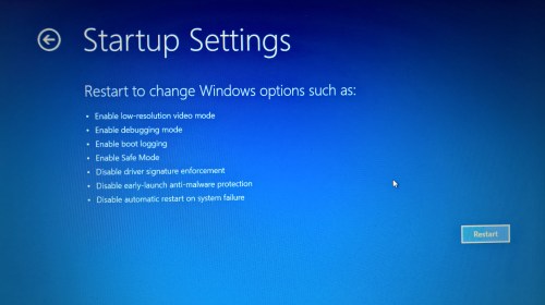 Startup Settings