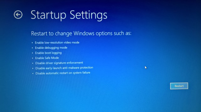 Startup Settings
