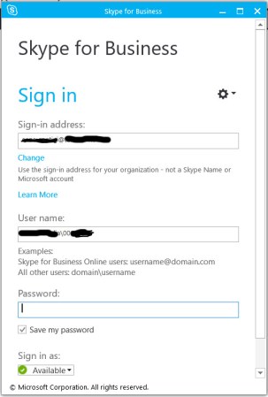 Accesso a Skype for Business
