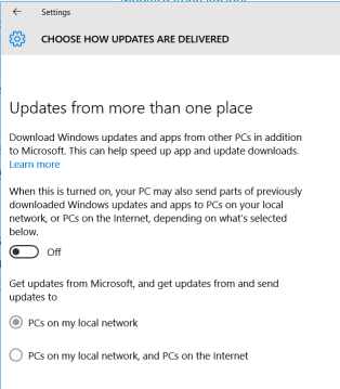Settings -> Update & Security -> Windows update - Advanced Options - Choose how updates are delivered