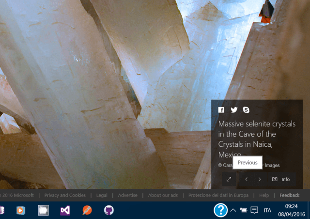 BING: controllo per navigare nelle immagini dei giorni precedenti