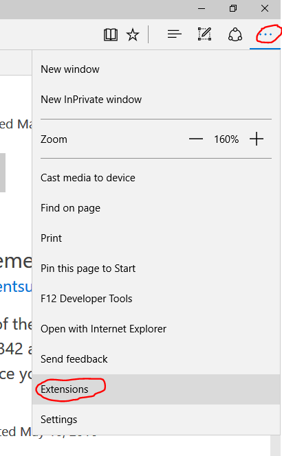 Premere ... e selezionare Estensioni