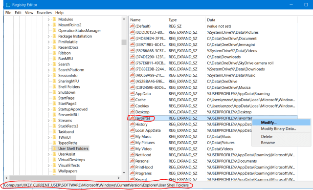 The default value is %userprofile%\Favorites