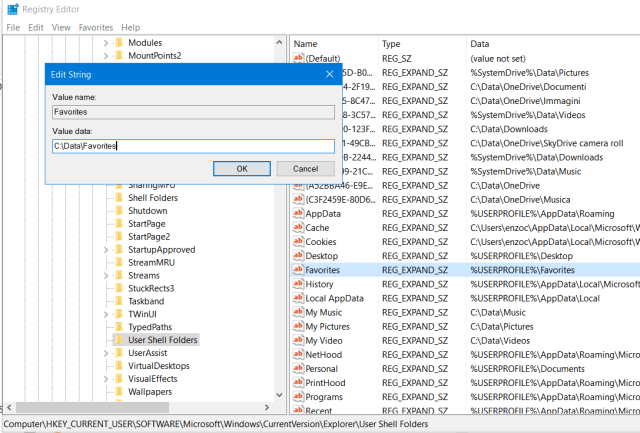 Change the value to a specific folder