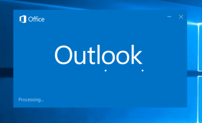 Outlook 2016 hangs at the starting screen, continuing processing ...