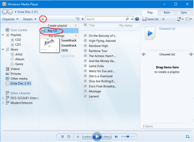 All tracks are selected to be ripped