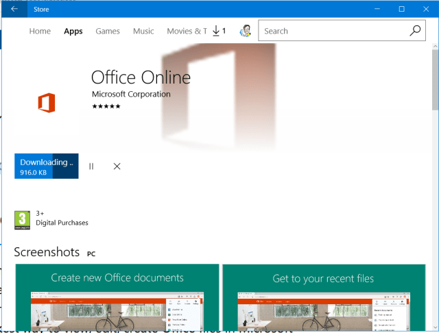 Download and install the Office Online extension