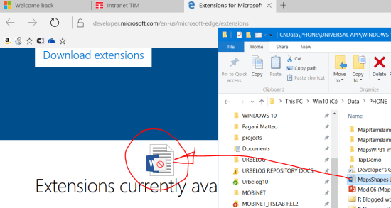 It is not still possible a drag&drop to open an Office file with Edge