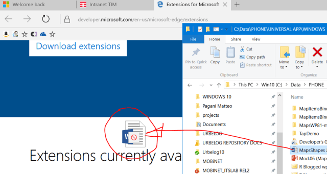It is not still possible a drag&drop to open an Office file with Edge